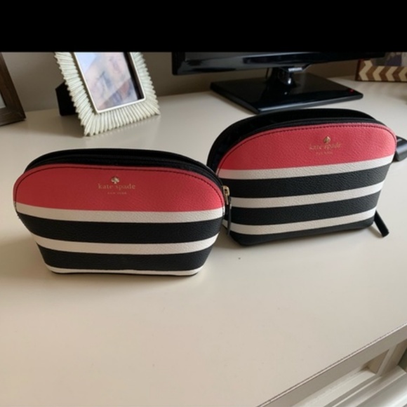 kate spade hyde lane stripe abalene pouches 2 nwot - Picture 5 of 7